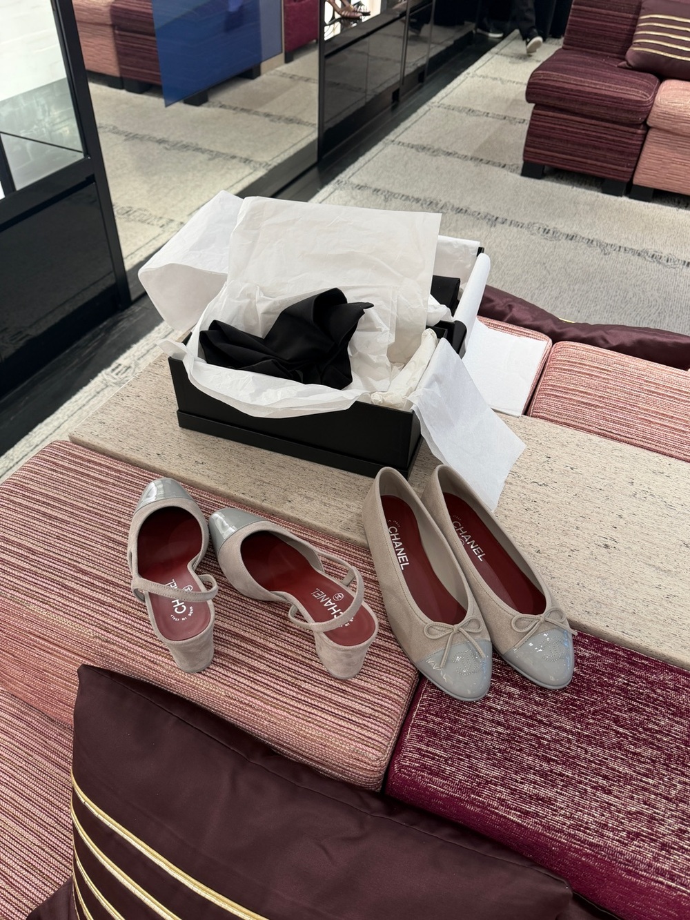 Chanel Grey Suede Slingback Heels | Size 38C - Picture 6 of 9